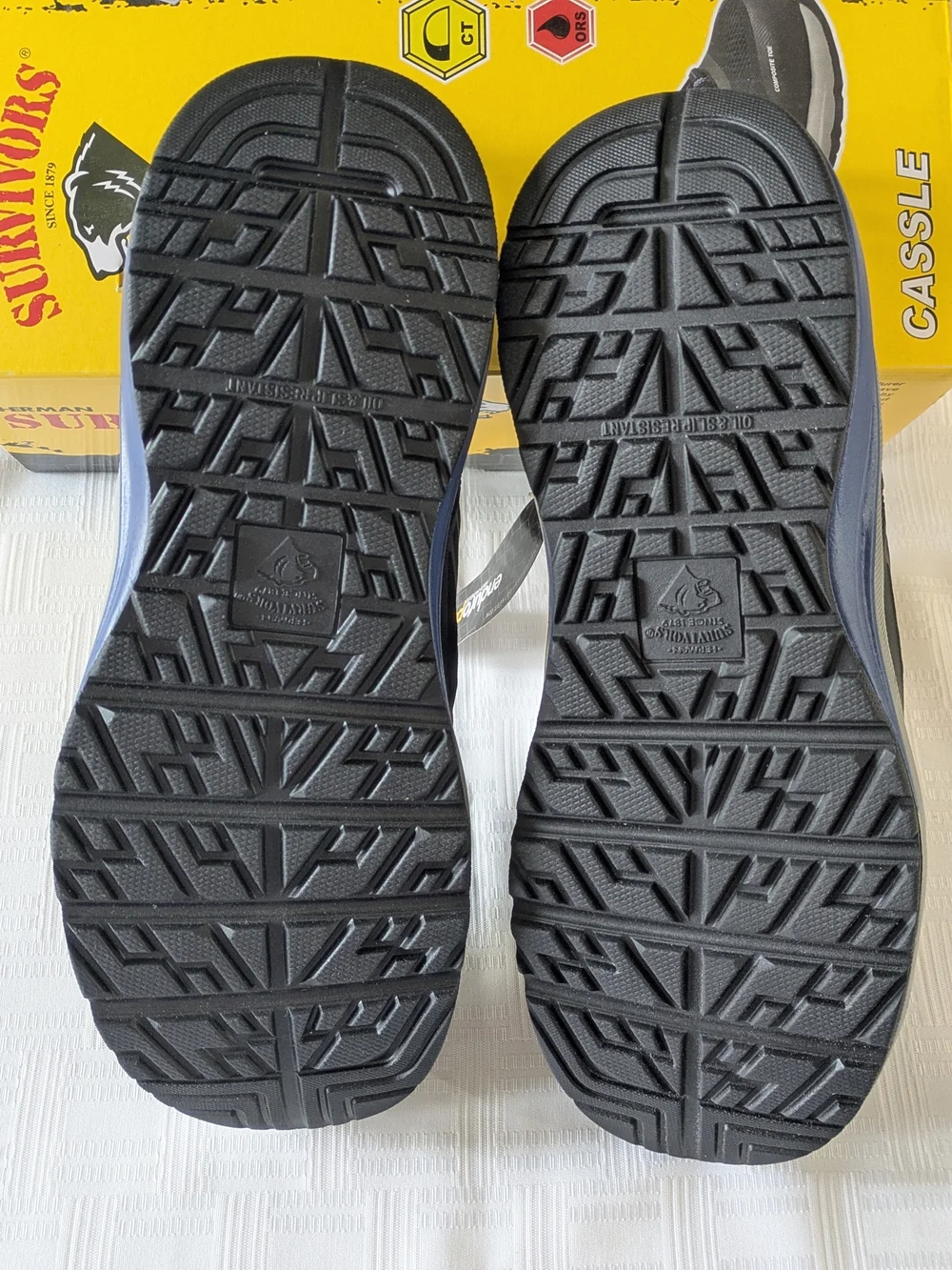 ​Herman Survivors Cassle Womens Composite Toe Work Shoes Black Blue Size 8.5 NWT
